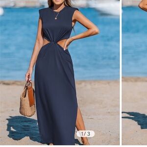Cupshe Blue Sleeveless Crew Neck Sundress Maxi